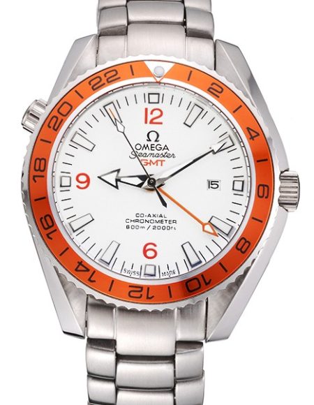 Omega Seamaster GMT White Dial Orange Bezel Stainless Steel Case  622718