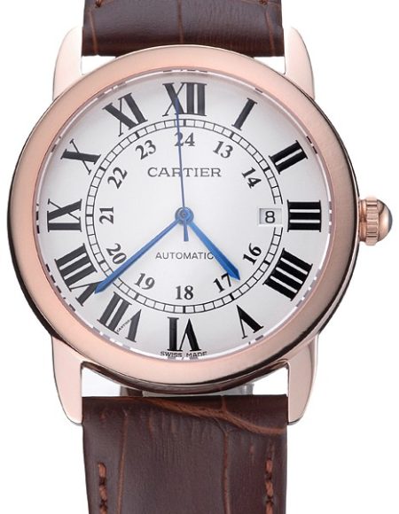 Swiss Cartier Ronde Solo Gold Case White Dial Roman Numerals  622201