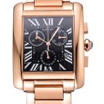 Cartier Tank MC Black Dial Rose Gold Case And Bracelet  622703