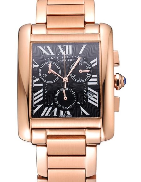 Cartier Tank MC Black Dial Rose Gold Case And Bracelet  622703
