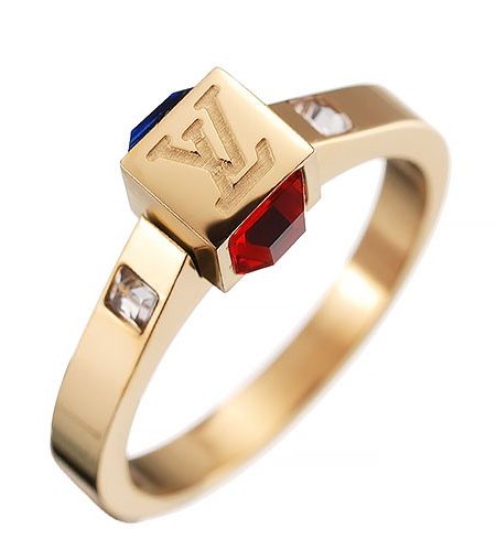Louis Vuitton Logo Gold Diamond Ring 700642