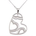 Cartier Replica Diamond Embellished Cutwork Heart Pendant Sterling Silver Fine Chain Necklace