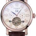Patek Philippe Grand Complications Gold Case White Dial Arabic Numerals Brown Leather Bracelet 622255