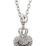 Juicy Couture Replica Crystal Studded Crown Heart Pendant Silver Fine Chain Necklace