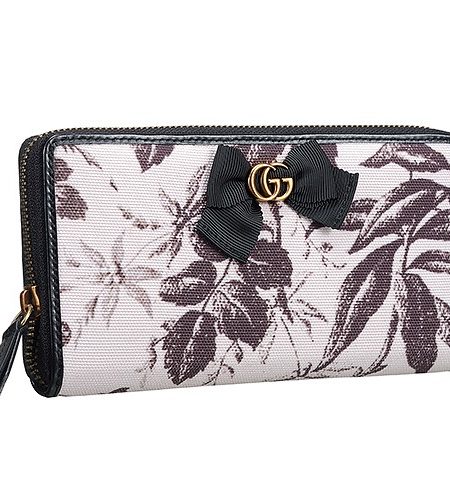 Gucci Brown Flower Print Canvas Zip Around Wallet 18927138