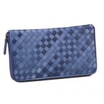 Bottega Veneta  Intrecciato Nappa Zip Around Wallet Dark Blue