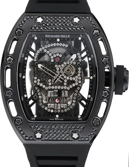 Richard Mille  Tourbillon Skull RM 052 Black Case Black Rubber Bracelet  1454260