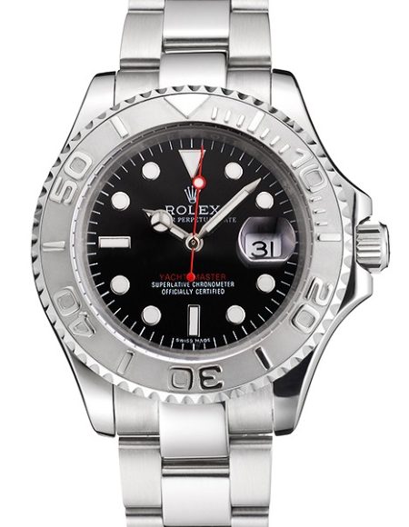 Swiss Rolex Yacht-Master Black Dial Stainless Steel Case And Bracelet