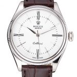 Rolex Cellini White Dial Stainless Steel Case Brown Leather Strap  622839