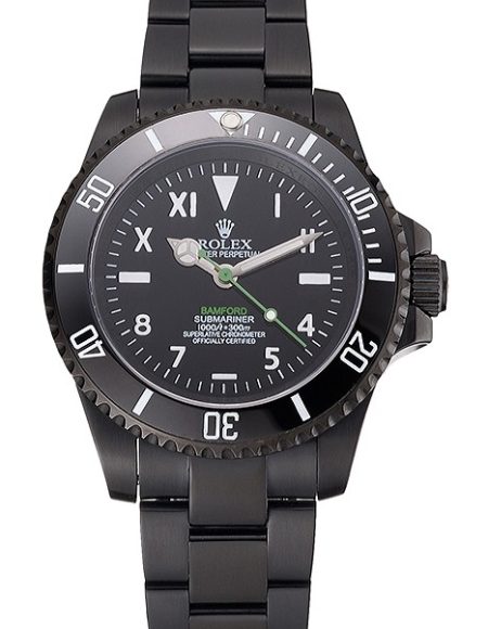 Rolex Bamford Submariner Black Dial Roman Numerals Black Ionized Case And Bracelet