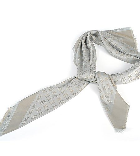 Louis Vuitton Monogram Gold Sunrise Shine Light Grey Shawl 621854