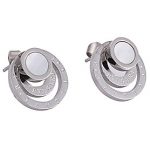 Bvlgari Replica Engraved MOP Accent Sterling Silver Studs