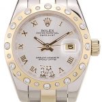Rolex DateJust Brushed Stainless Steel Case White Dial Diamond Plated