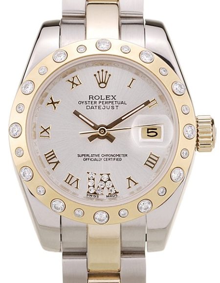 Rolex DateJust Brushed Stainless Steel Case White Dial Diamond Plated
