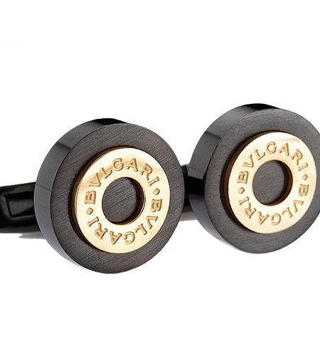 Bvlgari Bvlgari Logo Round Black Cufflinks 700648