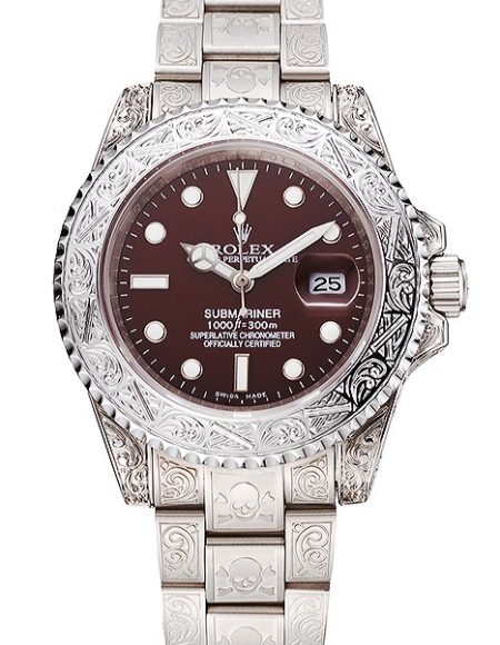 Swiss Rolex Submariner Skull Limited Edition Brown Dial White Case And Bracelet 1454092