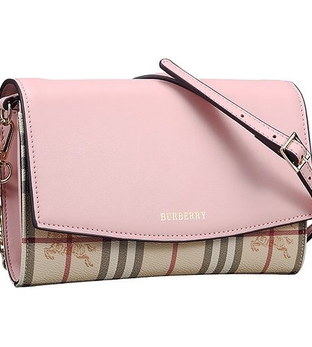 Burberry House Check And Pink Leather Wallet On Chain 18927031
