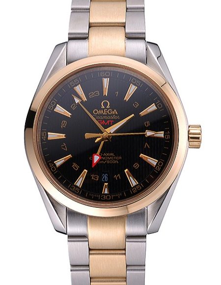 Omega Seamaster Planet Ocean GMT Black Dial Two Tone Band  622396