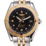 Breitling Colt Lady Black Dial Diamond Hour Marks Gold Bezel Stainless Steel Case Two Tone Bracelet