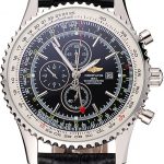 Breitling Navitimer World Black Dial Black Leather Bracelet  622513