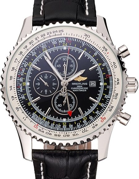 Breitling Navitimer World Black Dial Black Leather Bracelet  622513