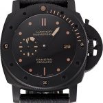 Swiss Panerai Luminor Submersible 3 Days Black Dial Black Case Black Leather Strap