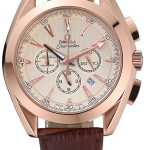 Omega Seamaster Aqua Terra Chronograph Ivory Dial Gold Case Brown Leather Bracelet  622530