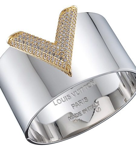 Louis Vuitton Essential V Strass Cuff Silver Bracelet  700726