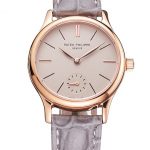 Patek Philippe Calatrava Gray Dial Rose Gold Case Gray Leather Strap