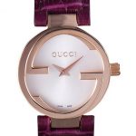 Gucci Interlocking Rose Gold Bezel with Purple Leather Band  621517