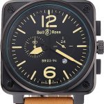 Bell and Ross BR 03-94 Black Dial Black Case Brown Leather Strap