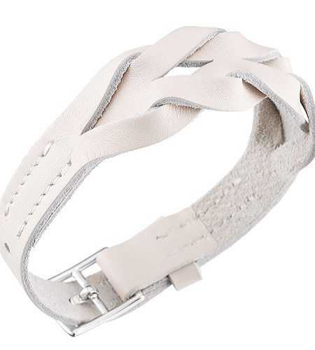 Hermes Hippique Silver Hardware Bracelet White