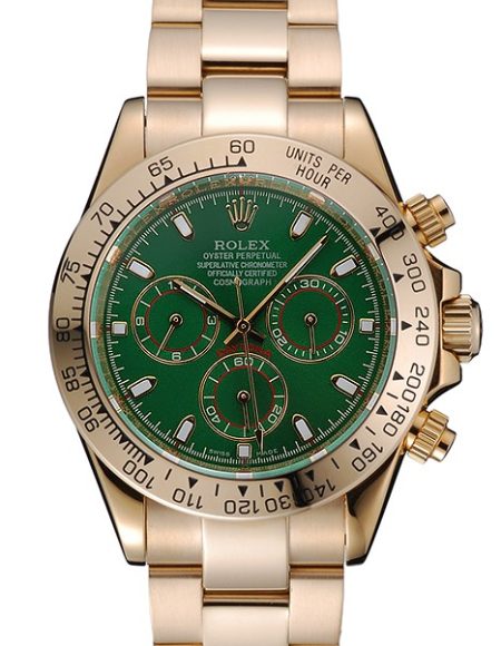 Rolex Cosmograph Daytona Green Dial Gold Case And Bracelet  1454244