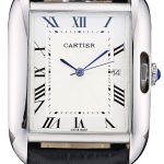 Cartier Tank Anglaise 36mm White Dial Stainless Steel Case Black Leather Bracelet