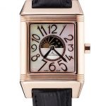 Jaeger le Coultre Reverso Squadro Lady Black Leather Strap Pearl Dial 41966