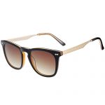 Gucci Rectangle Brown Frame Embellished Gold Temples Sunglasses  308416