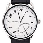 Hermes Classic Croco Leather Strap White Dial 801403