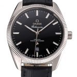 Omega Globemaster Black Dial Stainless Steel Case Black Leather Strap