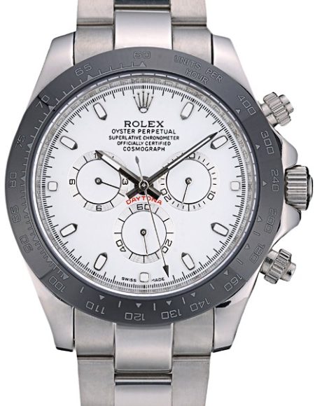 Rolex Daytona Black Ceramic Tachymeter Stainless Steep Strap White Dial 80249