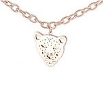 Cartier Replica Cutwork Leopard Head Pendant Rose-Gold Plated Heavy Chain Necklace