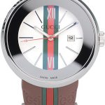 Gucci Brown Rubber Band White Round Dial 2165-296