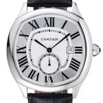 Cartier Drive De Cartier White Dial Silver Case Black Leather Bracelet 1454209