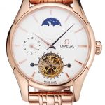 Omega De Ville Moonphase Tourbillon White Dial Rose Gold Case And Bracelet