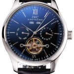IWC Portofino Tourbillon Black Dial Stainless Steel Case Black Leather Strap