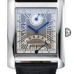 Cartier Tank White Dial Stainless Steel Case Black Leather Strap  622761
