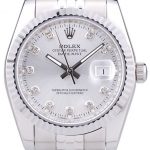 Rolex Datejust Silver Dial Diamonds Ribbed Bezel 7455
