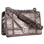 Dior Diorama Crinkled Metallic Lambskin Small Flap Bag Grey 18926723