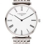 Swiss Longines Grande Classique White Dial Roman Numerals Stainless Steel Case And Bracelet