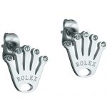 Rolex crown logo diamond silver plated earrings 700850
