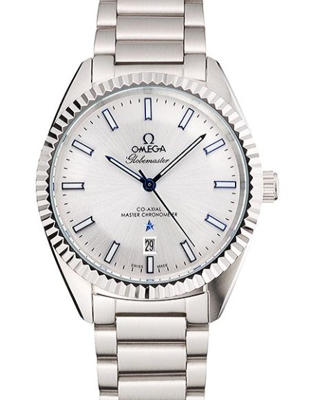 Omega Globemaster Silver Dial Blue Hands Stainless Steel Case And Bracelet